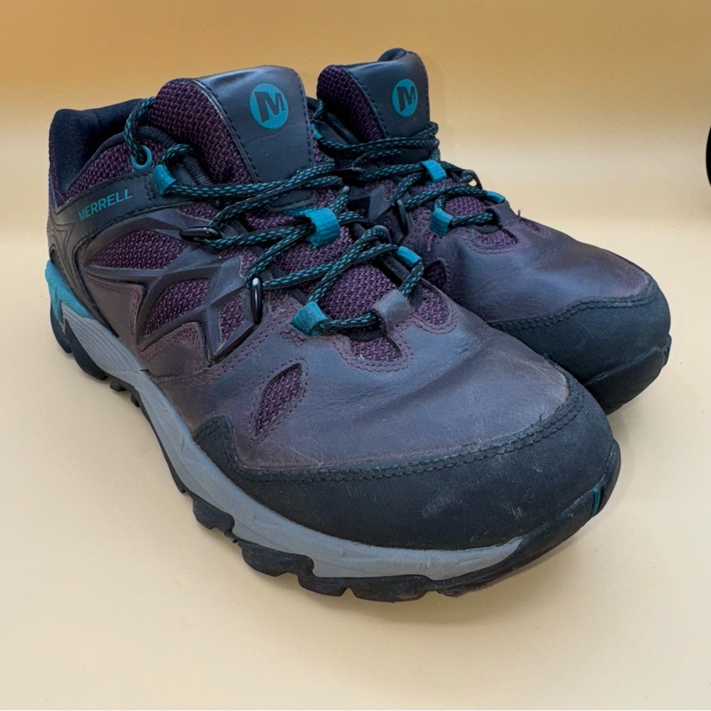 Merrell Women Blaze 2 GTX Low Rise Hiking Boots, Purple/Teal, Size 9, EUC